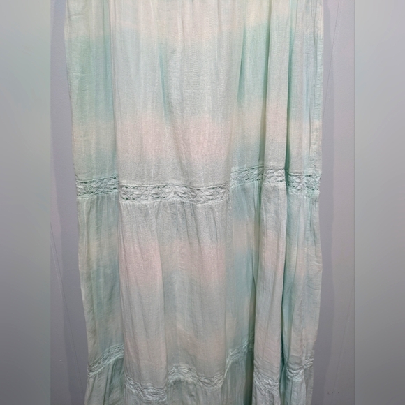 Aerie Light Blue Tie Dye Tiered Max‎ Dress Size Medium Boho Summer - Picture 2 of 7